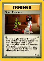 TSG Graded Card: Pokémon TCG: Gym Heroes: Good Manners #111/132
