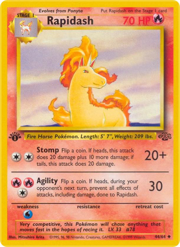 PSA Graded Card: Pokémon TCG: Jungle 1st Edition Rapidash: 44/64