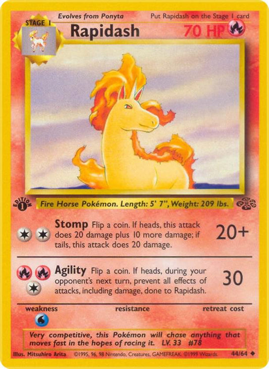 PSA Graded Card: Pokémon TCG: Jungle 1st Edition Rapidash: 44/64