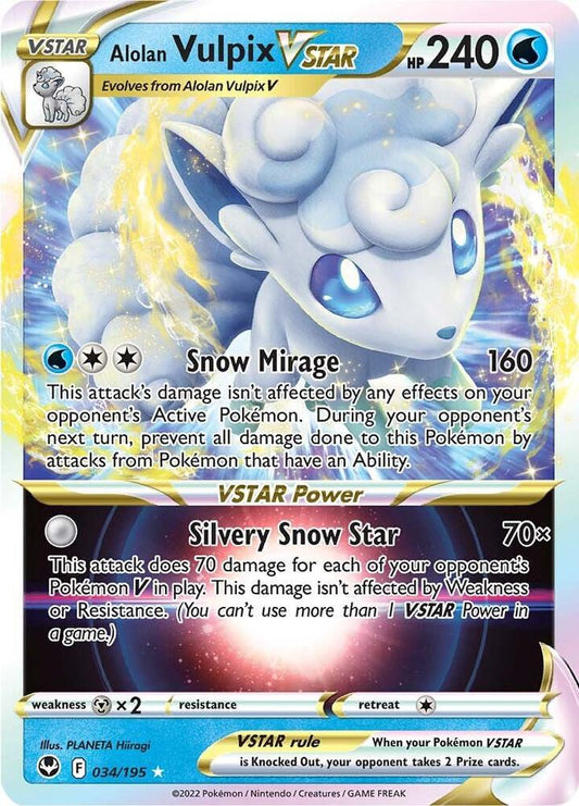 PSA Graded Card: Pokémon TCG: Silver Tempest Alolan Vulpix VSTAR: 34/195
