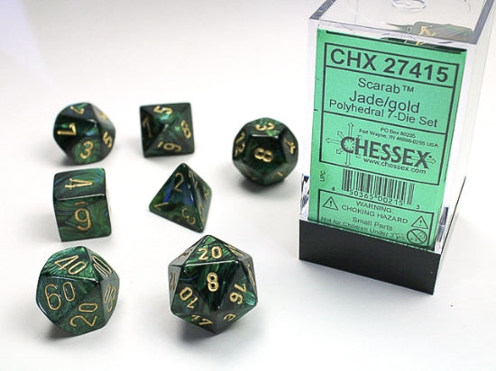 Chessex Dice: Scarab Jade/Gold Polyhedral 7-Dice Set