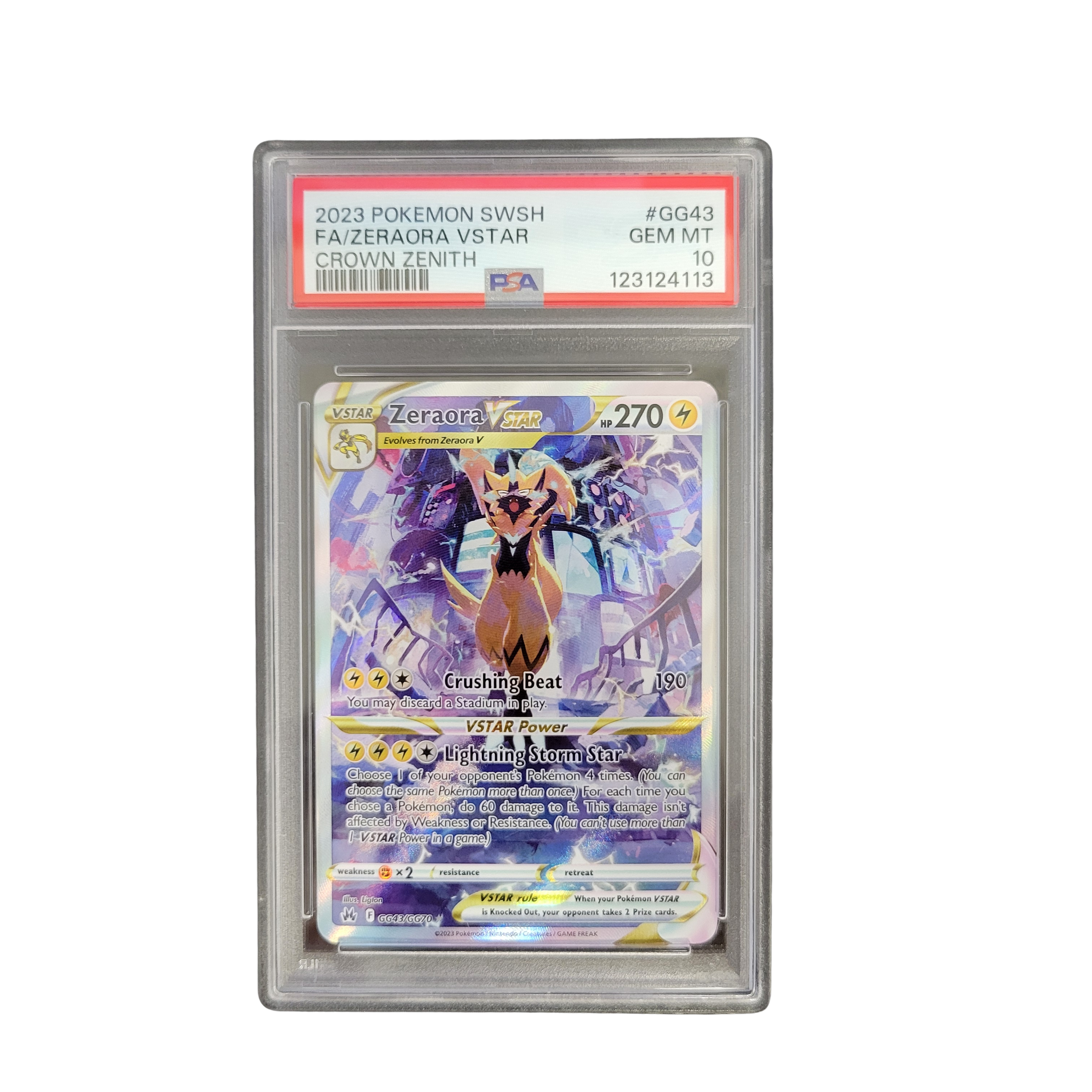 2023 Pokémon Crown Zenith EN #GG43 Zeraora VSTAR Galarian Gallery - PSA 10