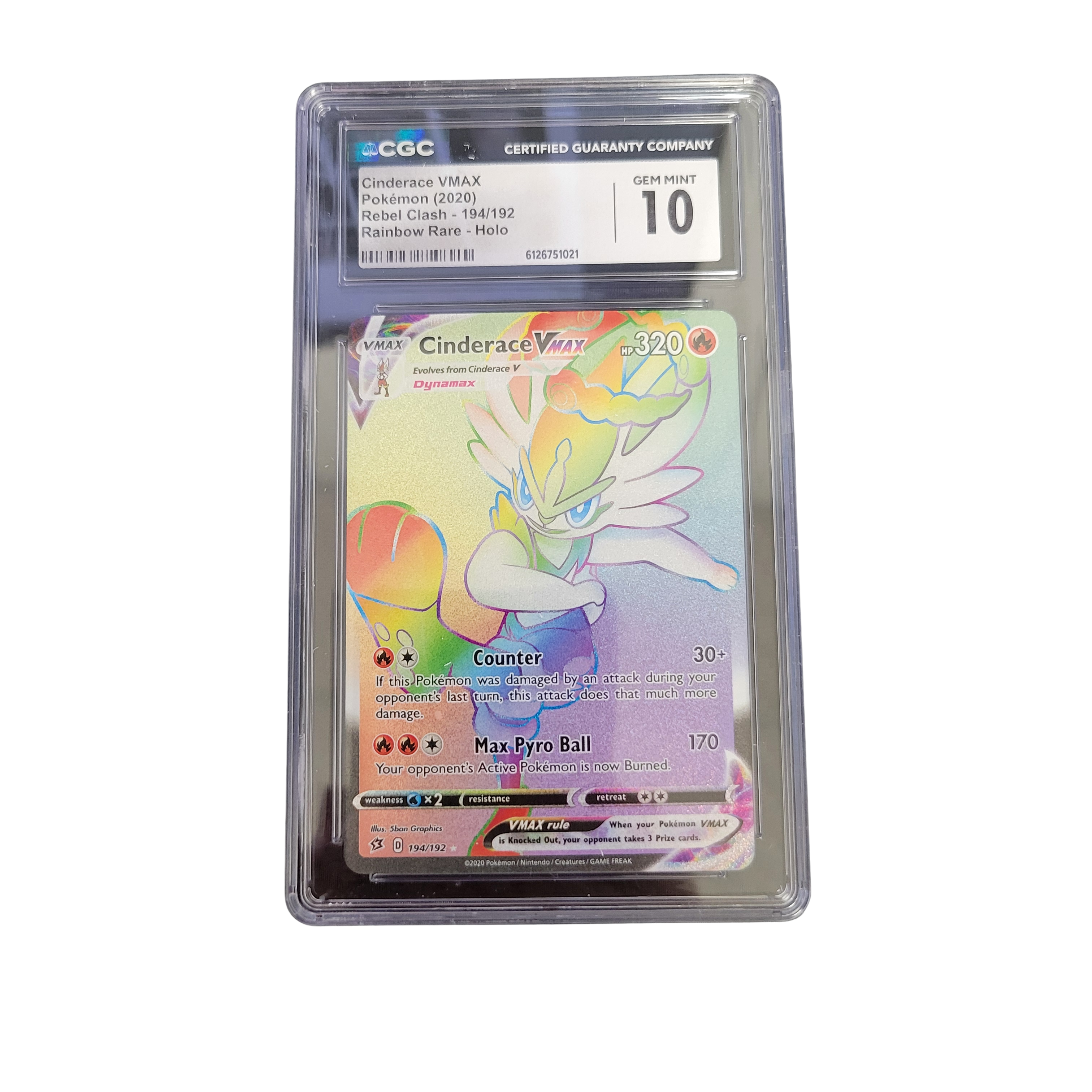 2020 Pokémon Rebel Clash #194 Cinderace VMAX Secret Rare - CGC 10