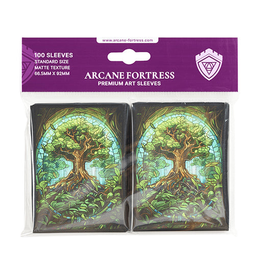 Arcane Fortress Accessories: Standard Size Matte Sleeves: Stained Glass: Mythical Forest