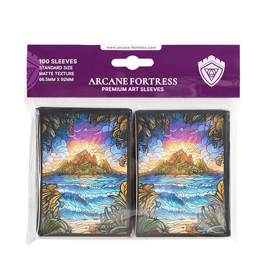 Arcane Fortress Accessories: Standard Size Matte Sleeves: Stained Glass: Hidden Island