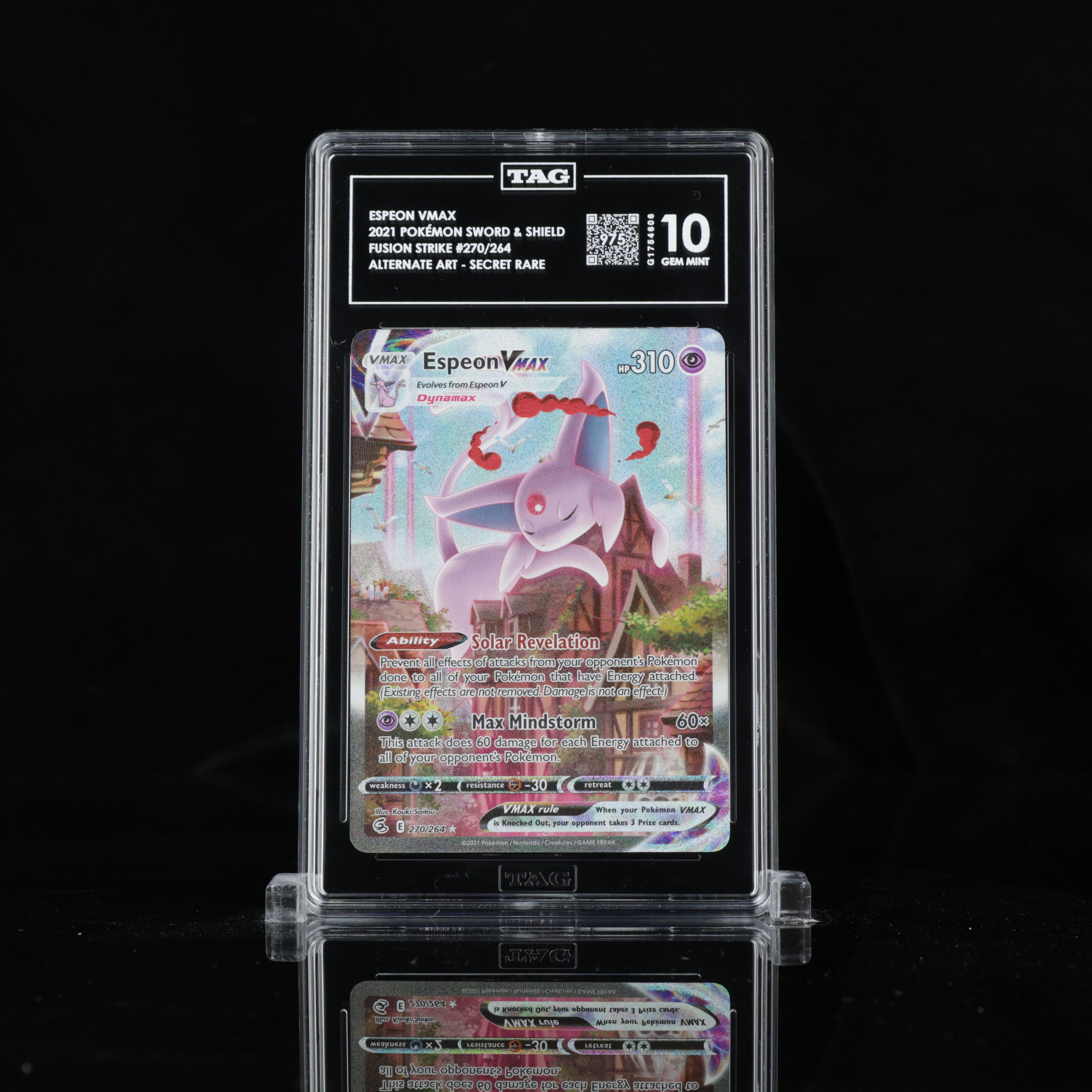 2021 Pokémon TCG Fusion Strike Espeon VMAX #270/264 Alt-Art Secret Rare TAG 10