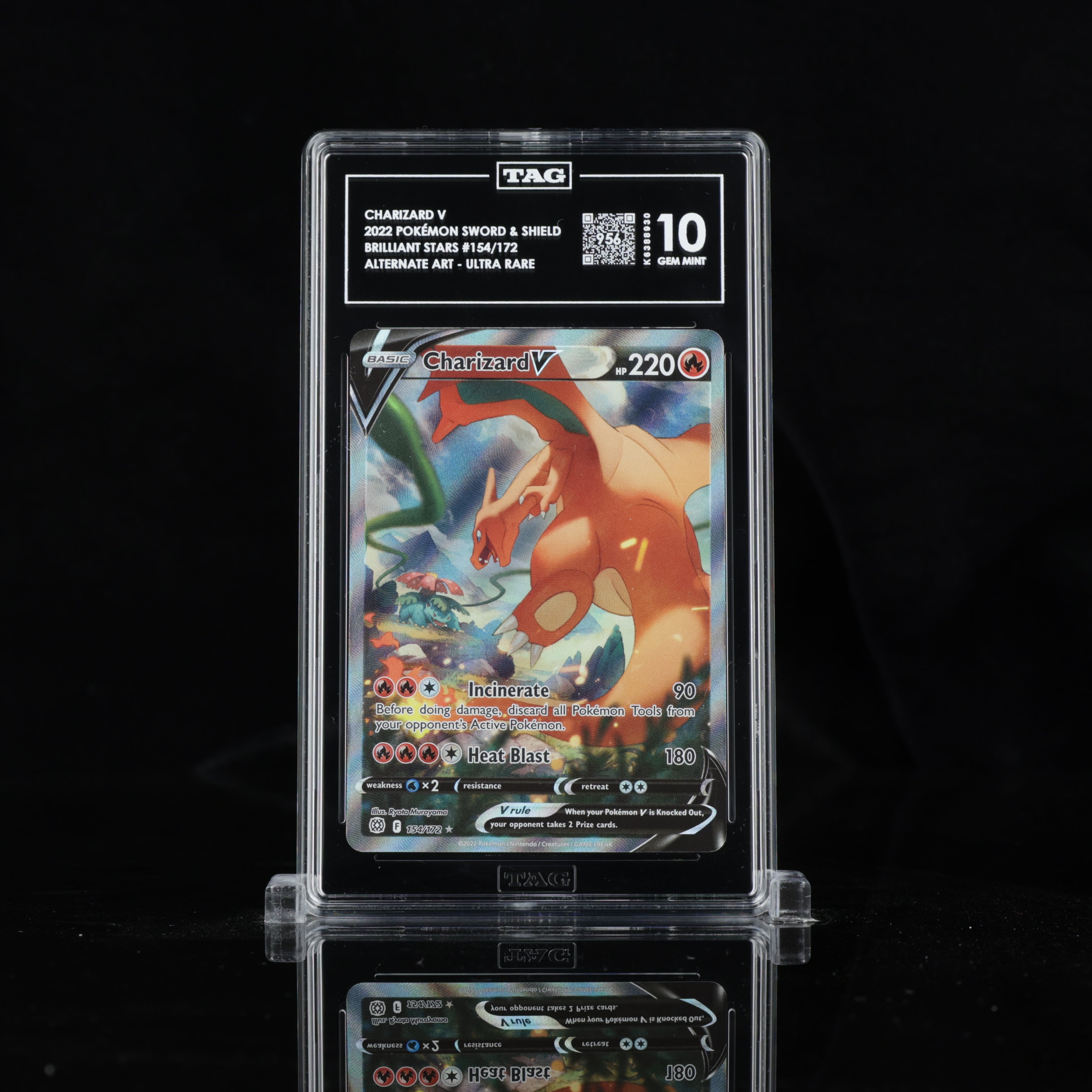 2022 Pokémon TCG Brilliant Stars Charizard V #154/172 Alt-Art Ultra Rare TAG 10