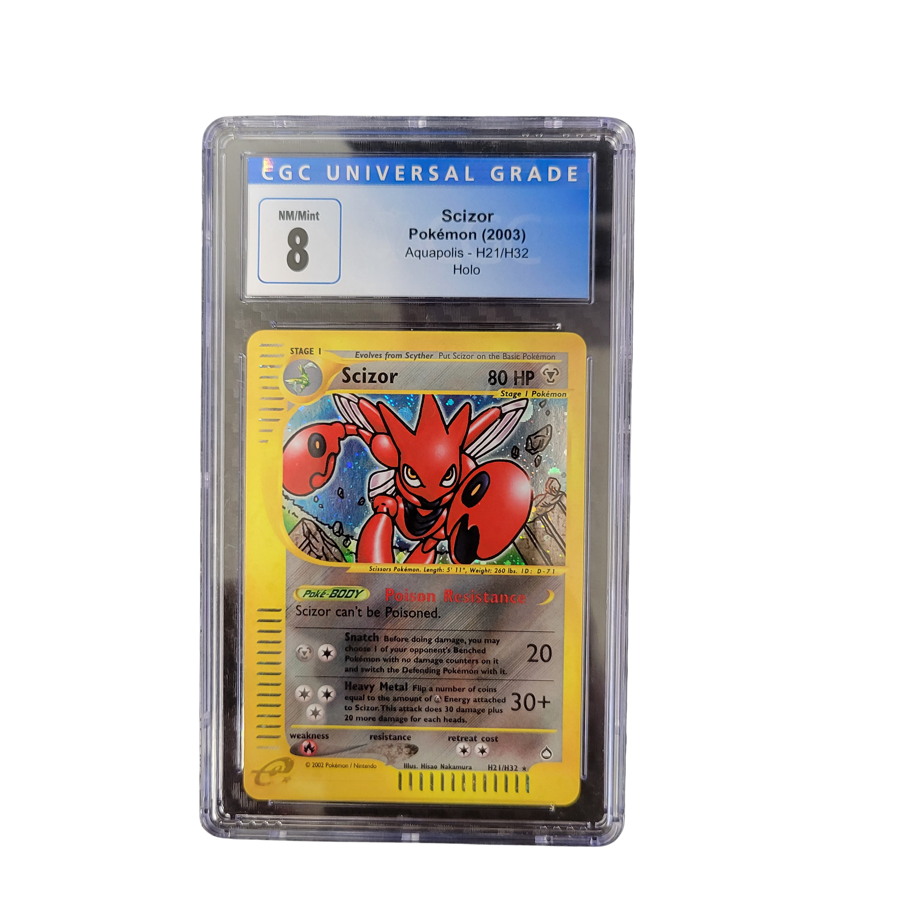 2003 Pokémon Aquapolis #H21 Scizor Holo - CGC 8