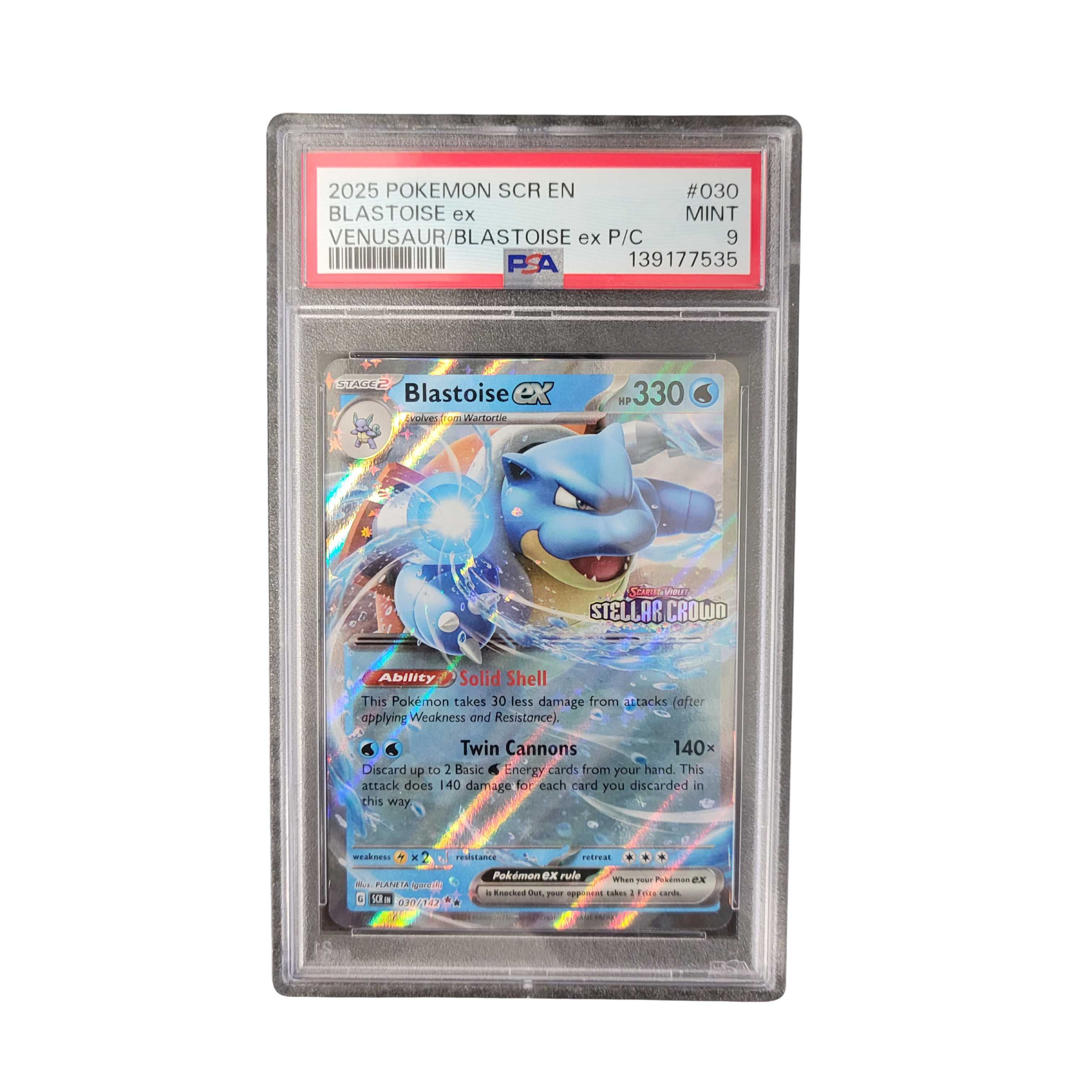 2025 Pokémon SCR EN #030 Blastoise EX (Stamped) - PSA 9