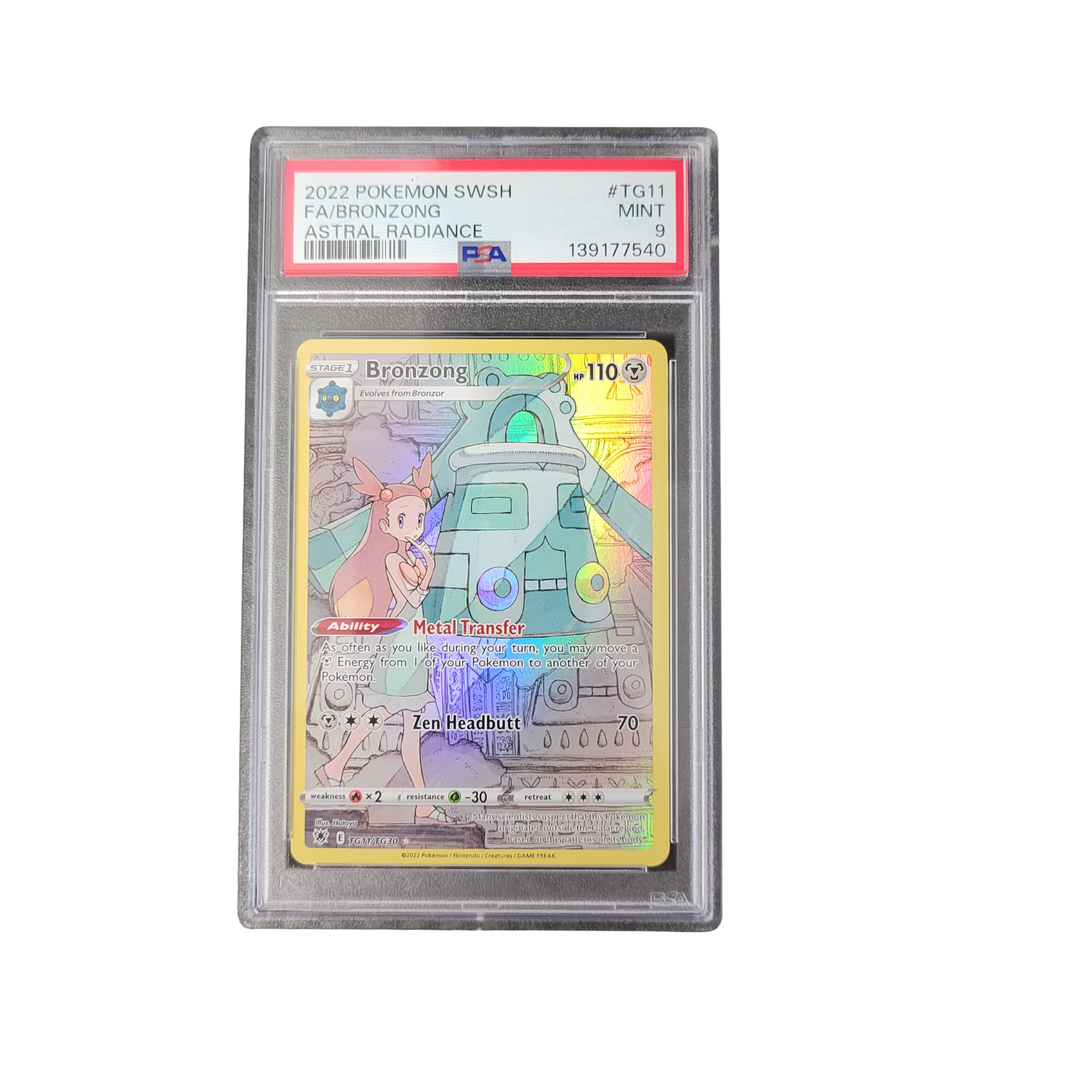 2022 Pokémon Astral Radiance #TG11 Bronzong Full Art - PSA 9