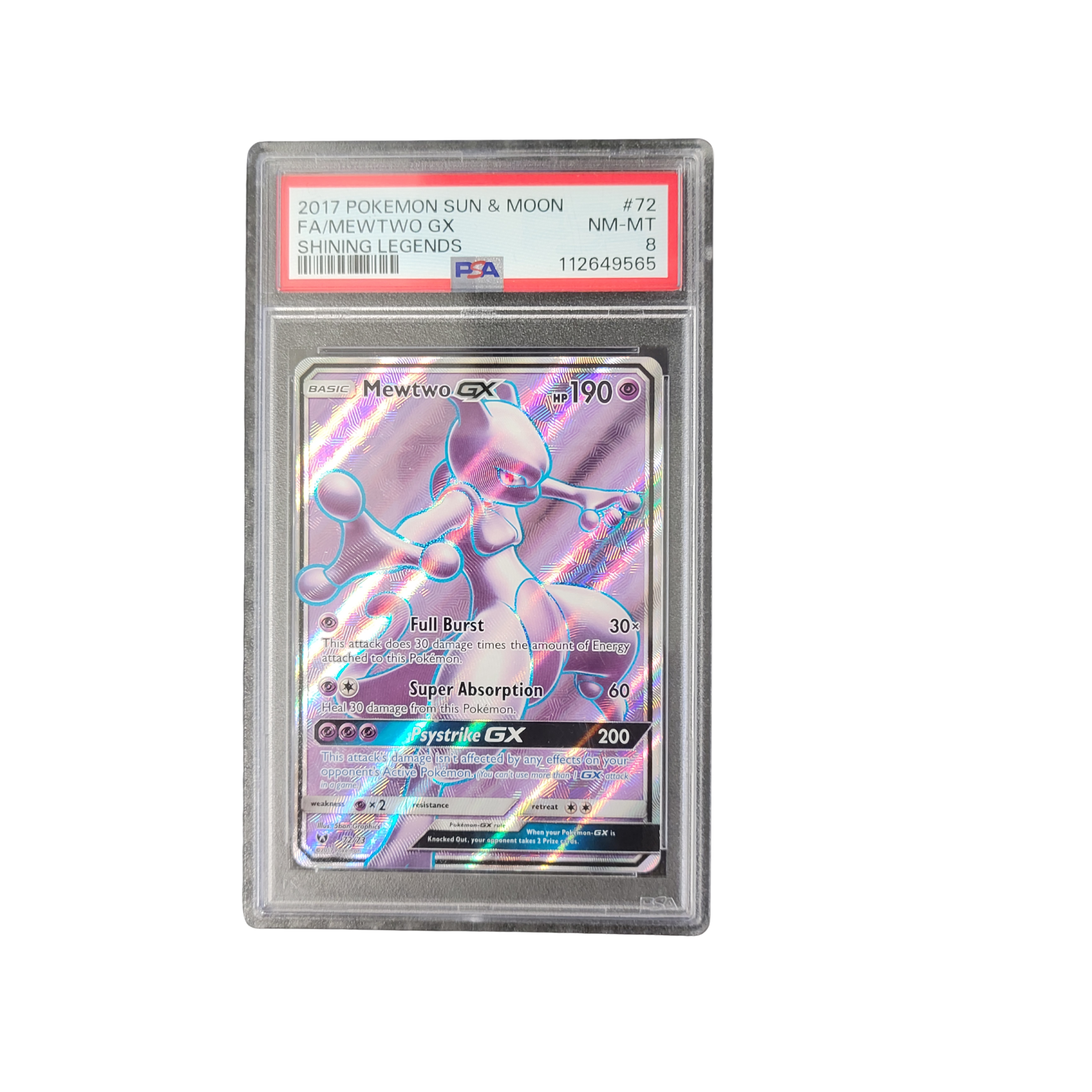 2017 Pokémon Sun & Moon Shining Legends # 72 Mewtwo GX - PSA 8