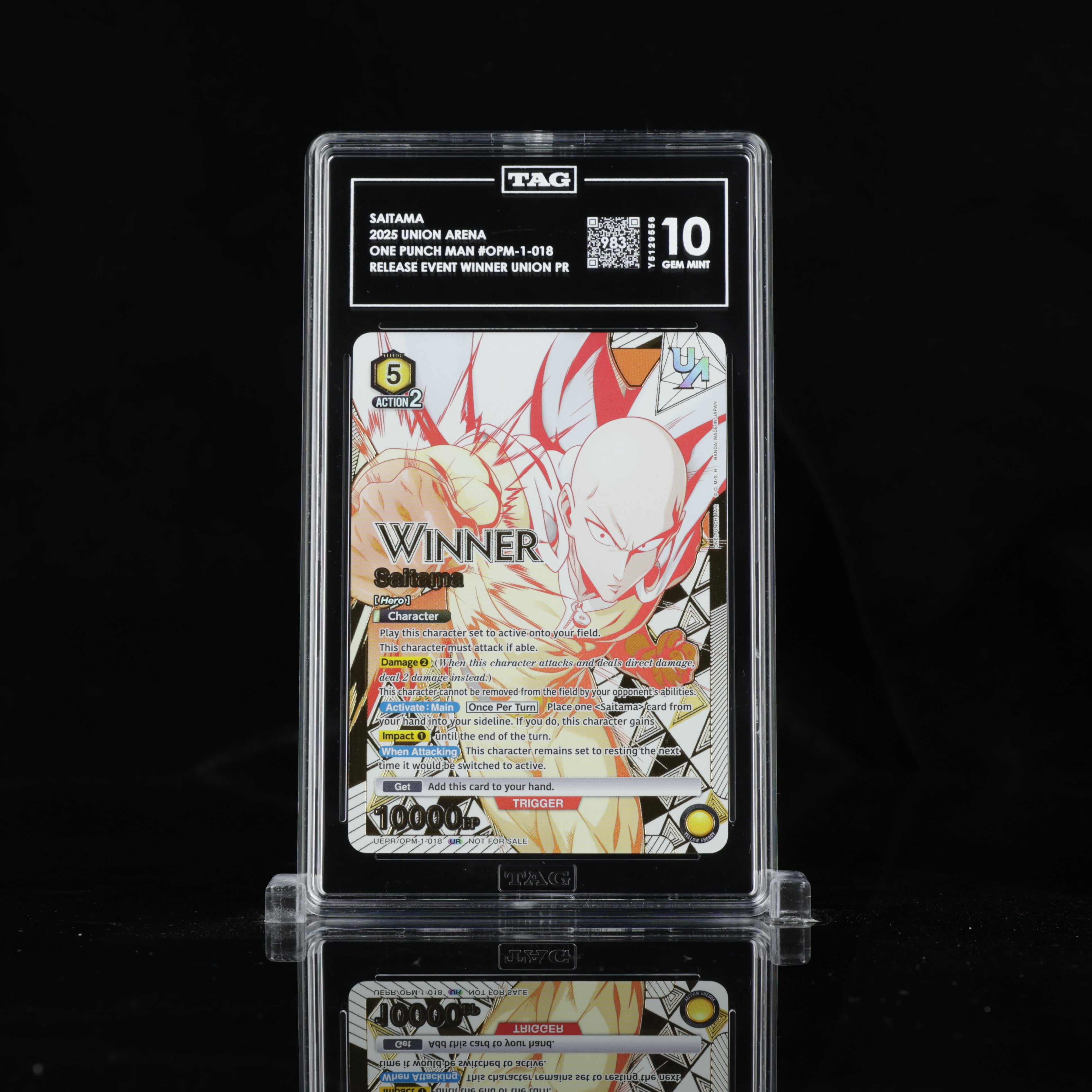 2025 Union Arena One Punch Man Release Event Saitama #018 Winner Promo TAG 10
