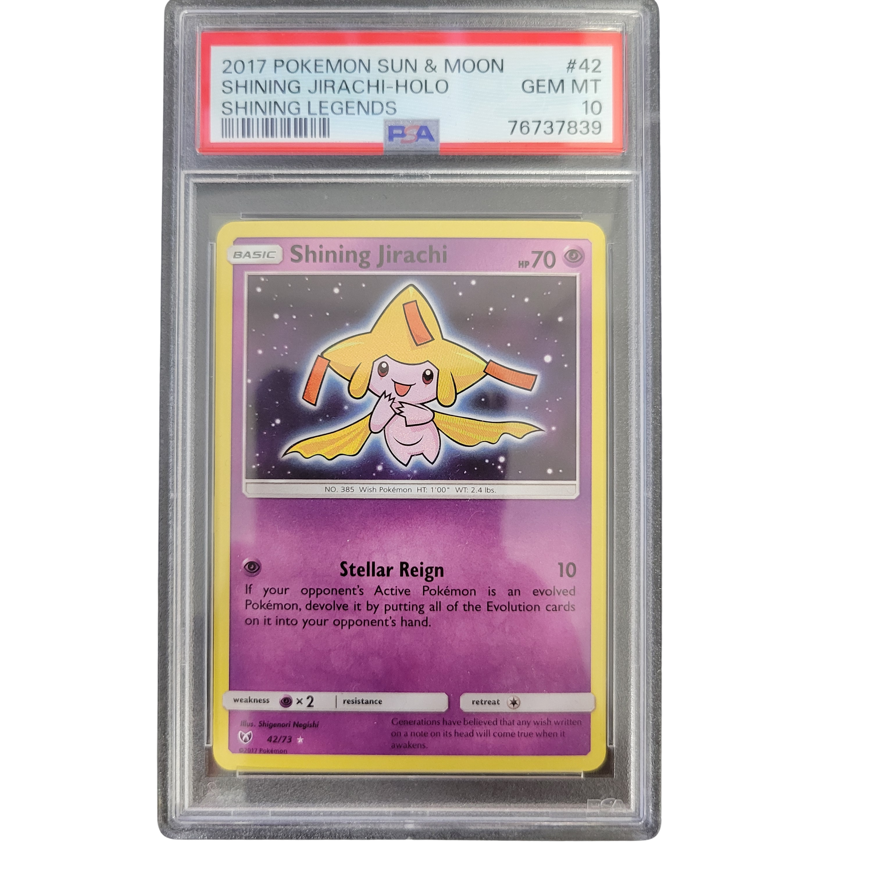 2017 Pokémon Sun & Moon Shining Legends #42 Shining Jirachi - PSA 10