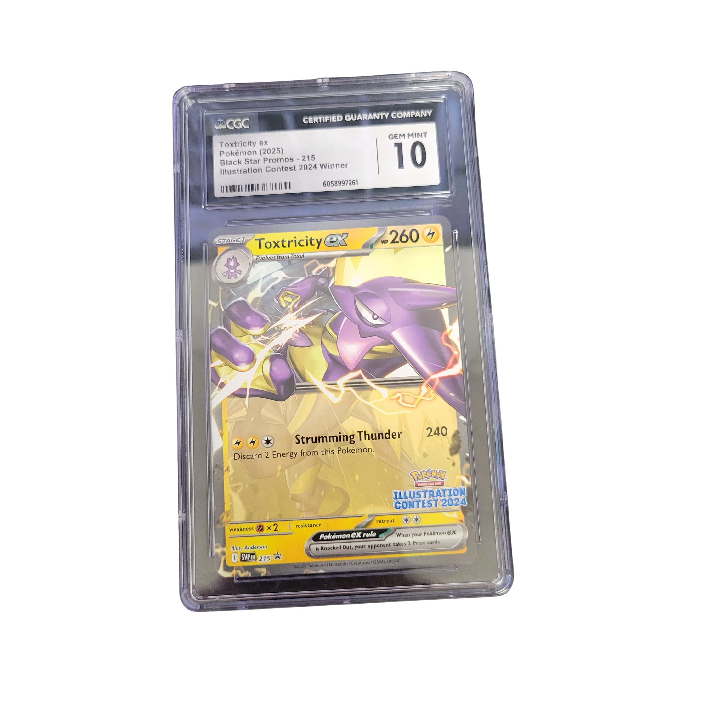 2025 Pokémon Illustration Constest 2024 Winner #215 Toxtricity EX Black Star Promo - CGC 10