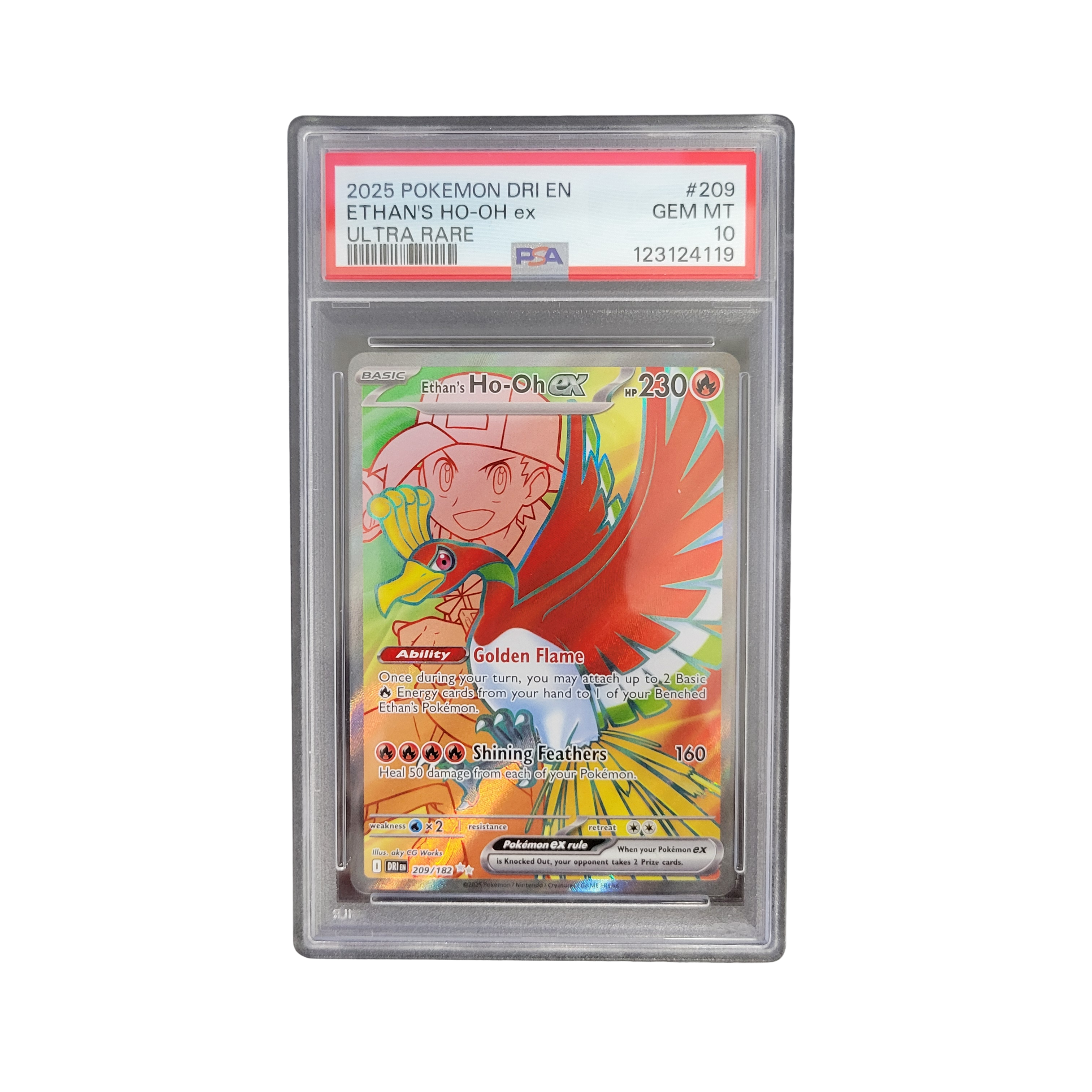2025 Pokémon Destined Rivals EN #209 Ethan's Ho-Oh EX Ultra Rare - PSA 10
