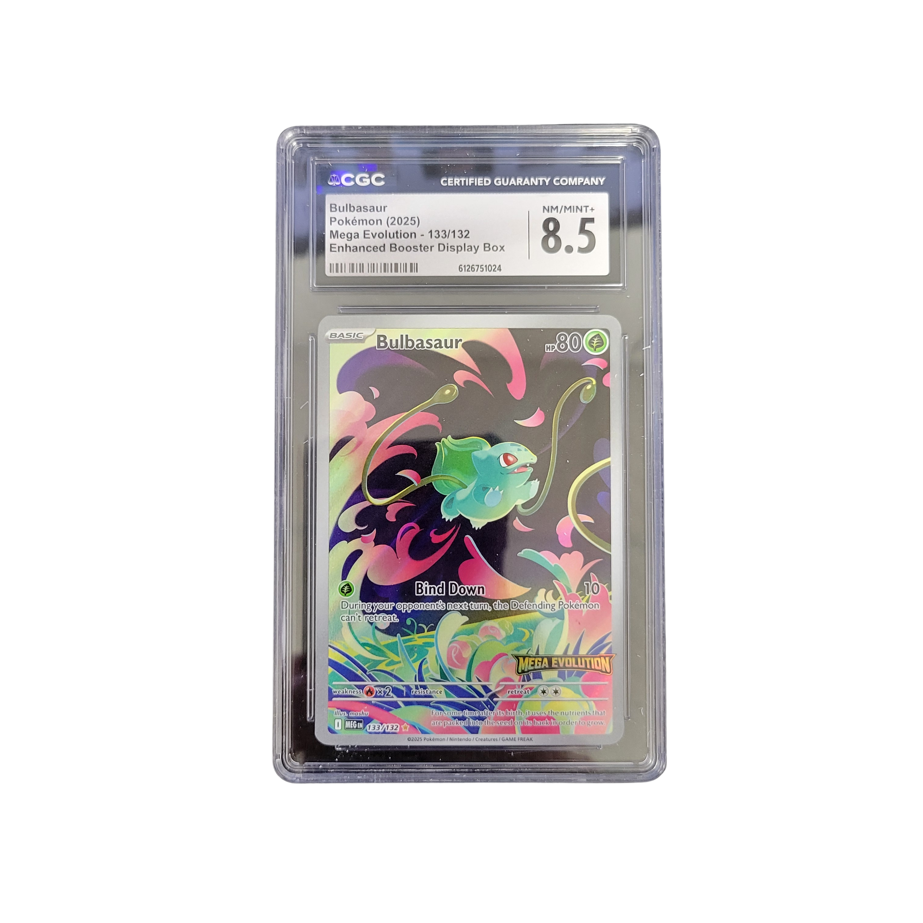 2025 Pokémon MEG EN #133 Bulbasaur Enhanced Booster Box Topper - CGC 8.5