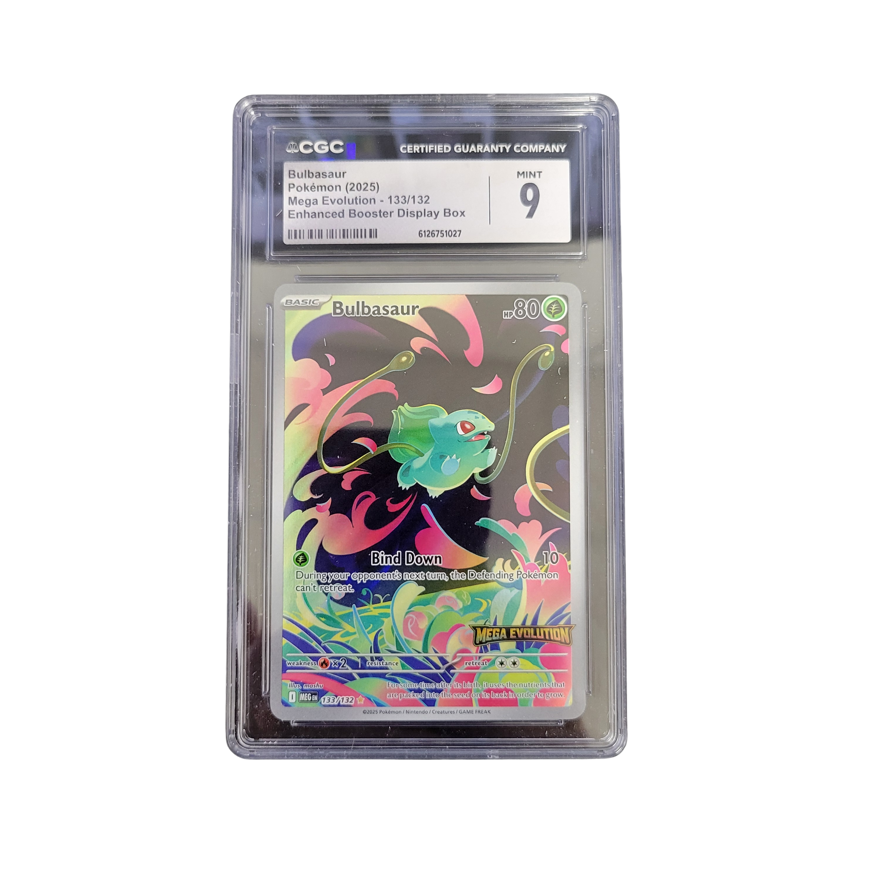 2025 Pokémon MEG EN #133 Bulbasaur Enhanced Booster Box Topper - CGC 9
