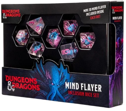 FanRoll Dungeons & Dragons Mind Flayer resin inclusion dice set