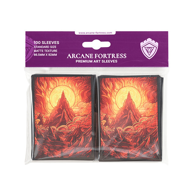 Arcane Fortress Accessories: Standard Size Matte Sleeves: Stained Glass: Burning Mountain