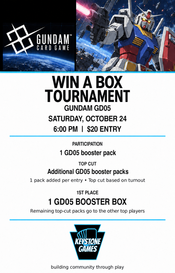 Gundam GD05 Win A Box Tournament — October 24, 6 PM, $20 entry