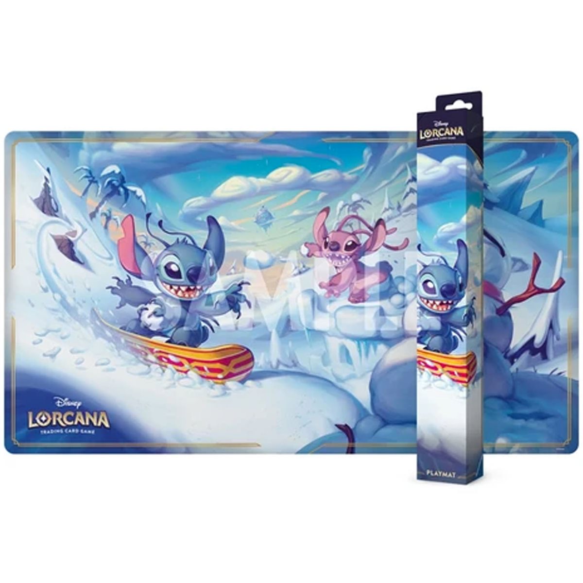 Official Disney Lorcana Hyperia City Snowboarding Stitch playmat product photo