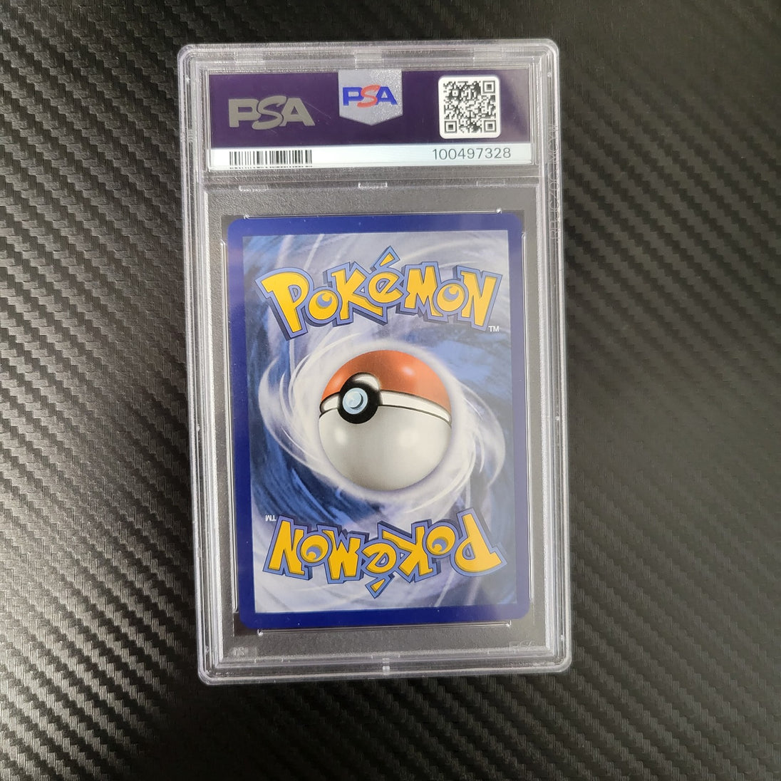 Back of Primal Groudon-EX PSA slab, certification 100497328