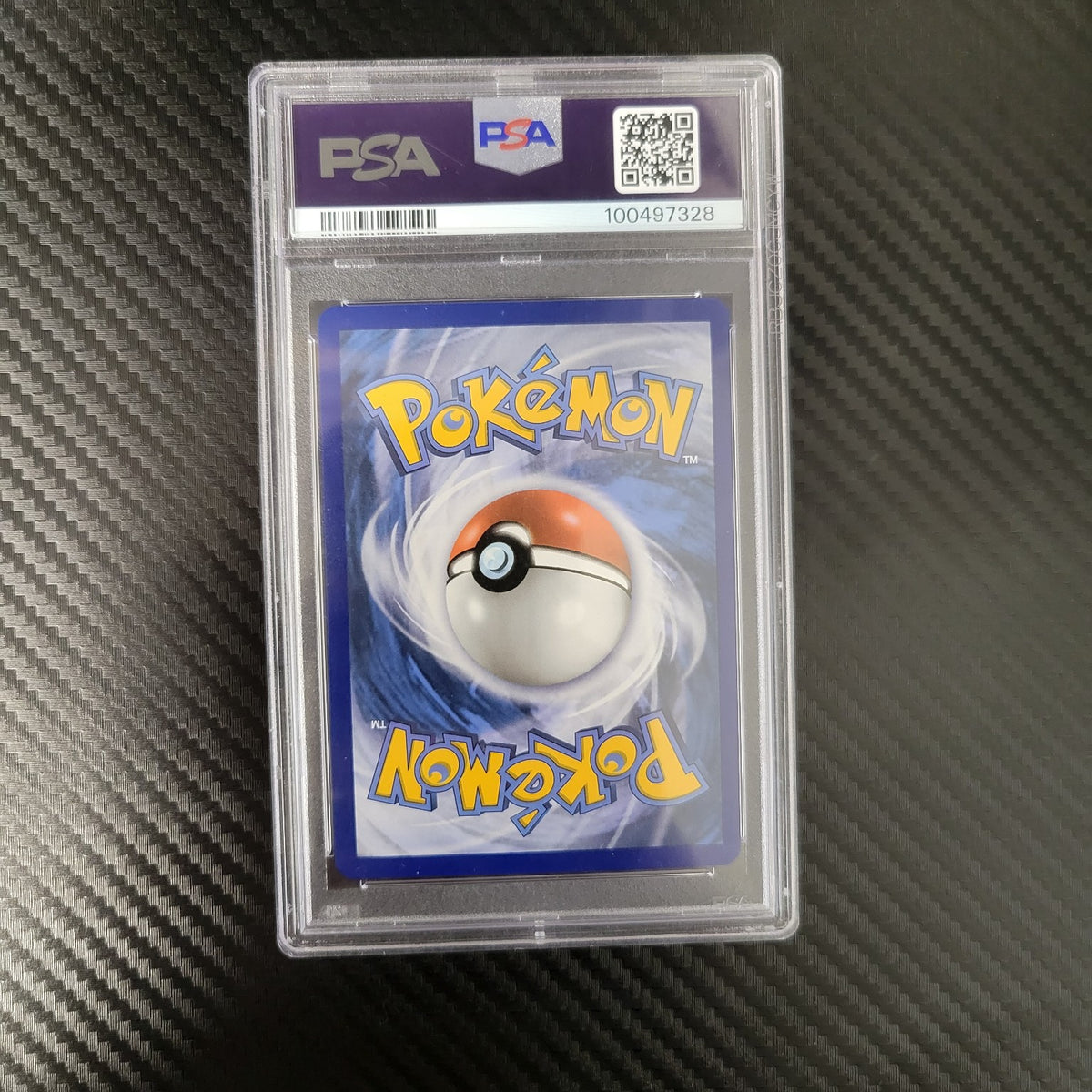 Back of Primal Groudon-EX PSA slab, certification 100497328
