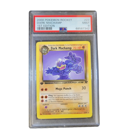 2000 Pokémon Team Rocket Dark Machamp 1st Edition PSA 9 front