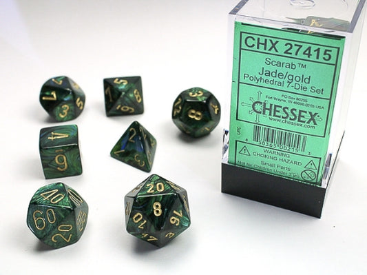 Chessex Dice: Scarab Jade/Gold Polyhedral 7-Dice Set
